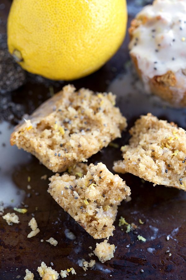lemon chia seed muffins {healthy + flourless}