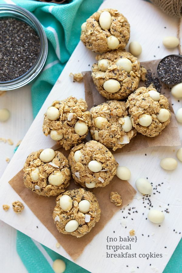 {no bake} healthy tropical breakfast cookies