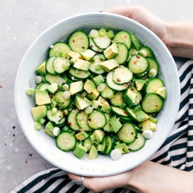 Asian Cucumber Salad in a bowl, ready to serve.