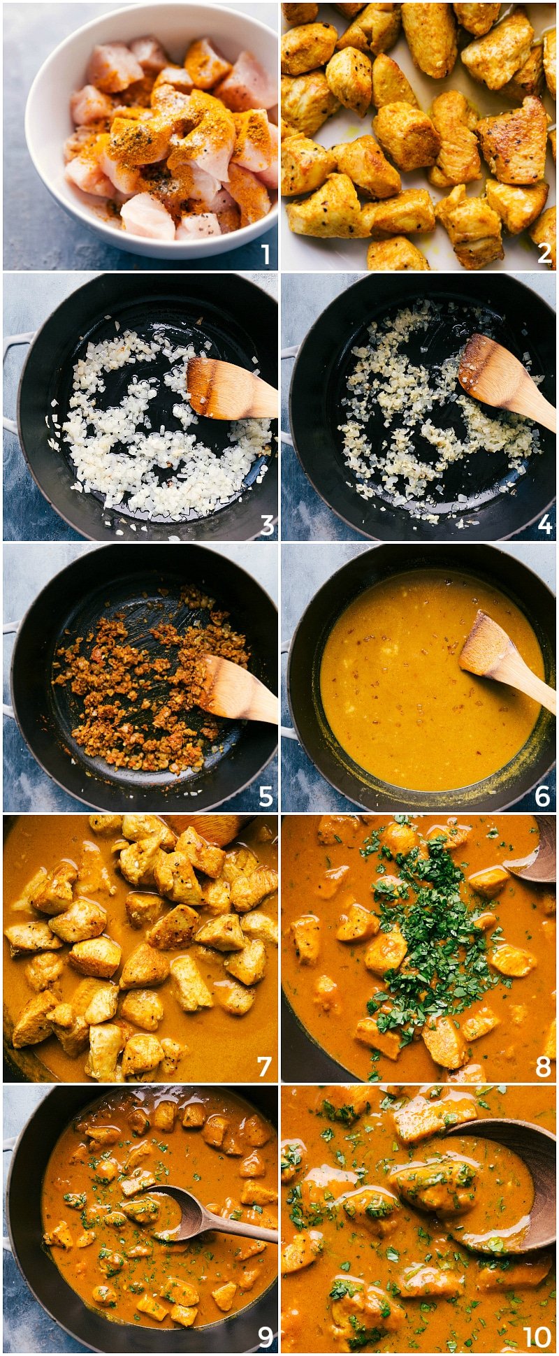 Process shots-- images of Chicken Curry being made from start to finish.