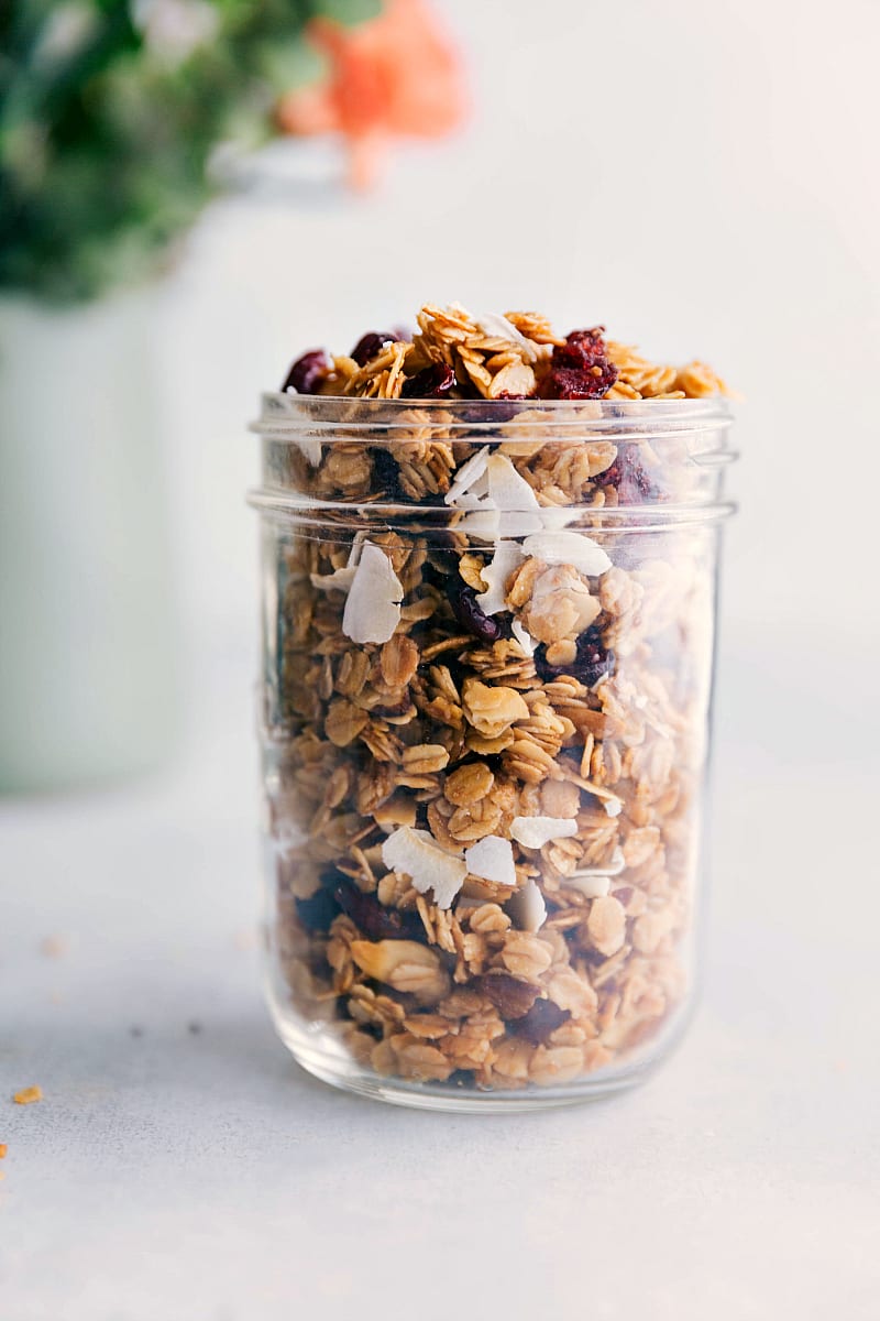 Granola in a mason jar