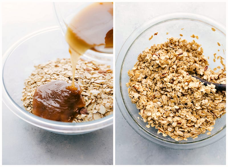 Step by step process of making homemade granola