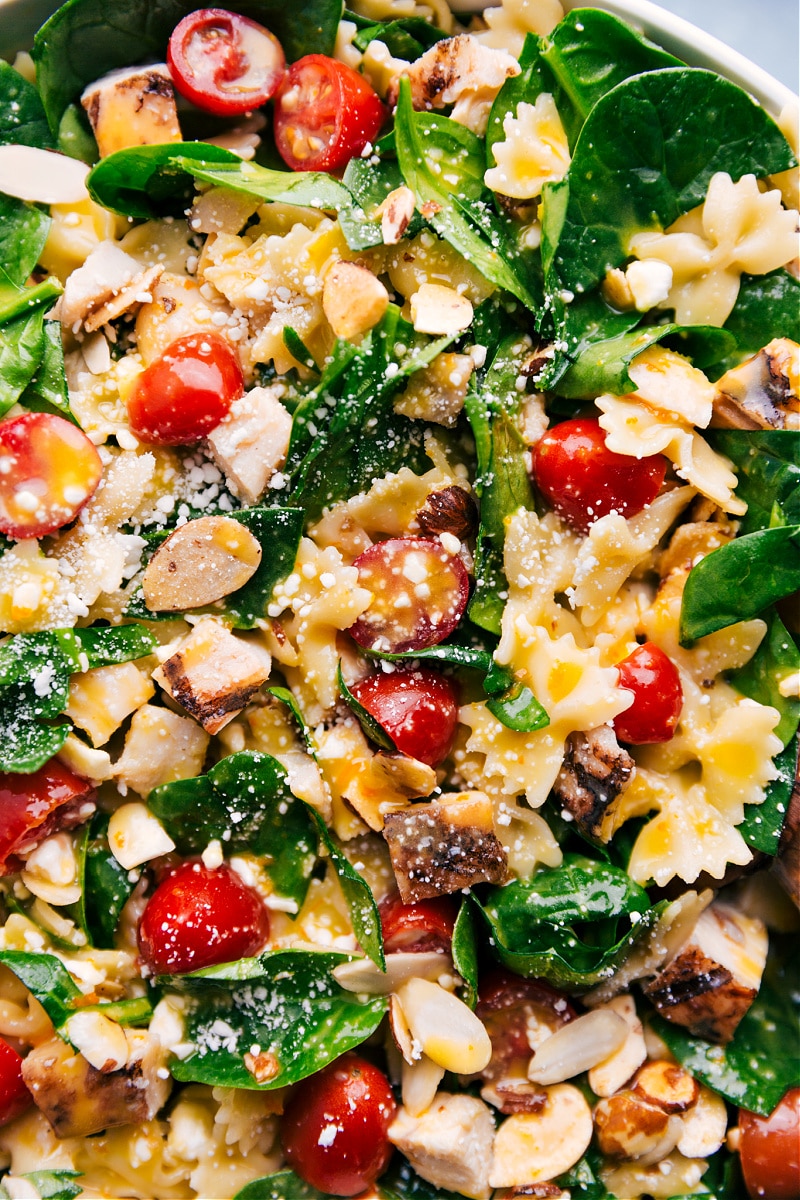 Up close overhead image of the Chicken Pasta Salad