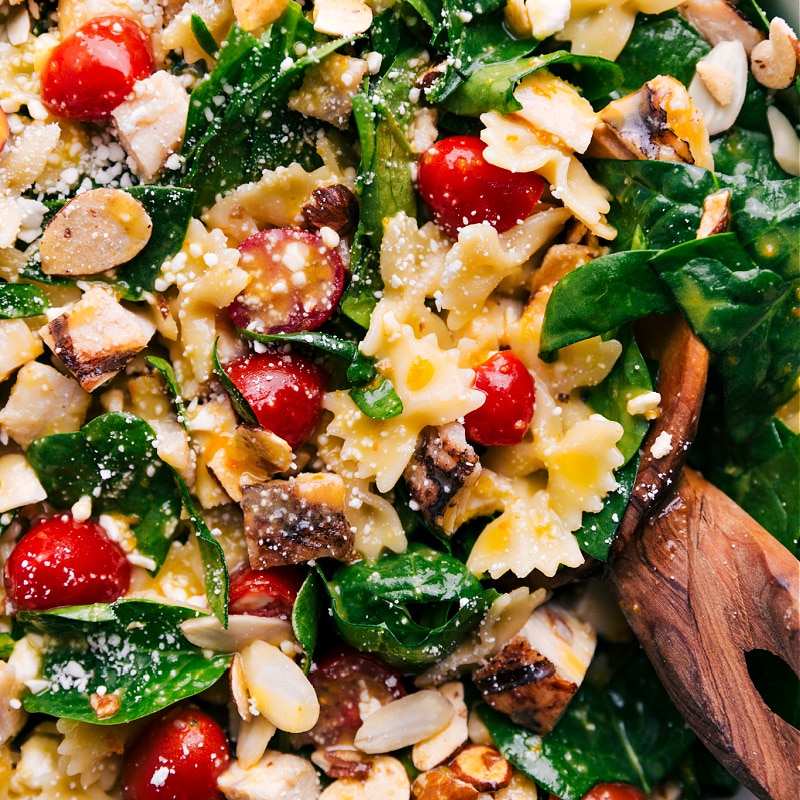 Close-up view of Chicken Pasta Salad