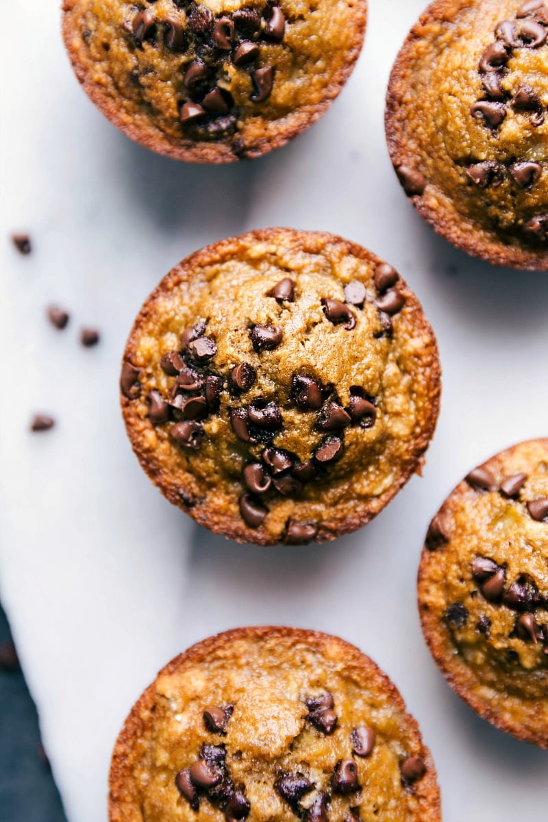 Overhead image of Flourless Banana Muffins