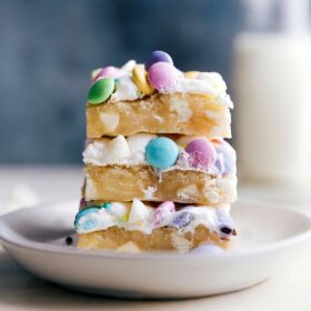 Stacked confetti bars, a colorful and delightful treat, ready to be savored.