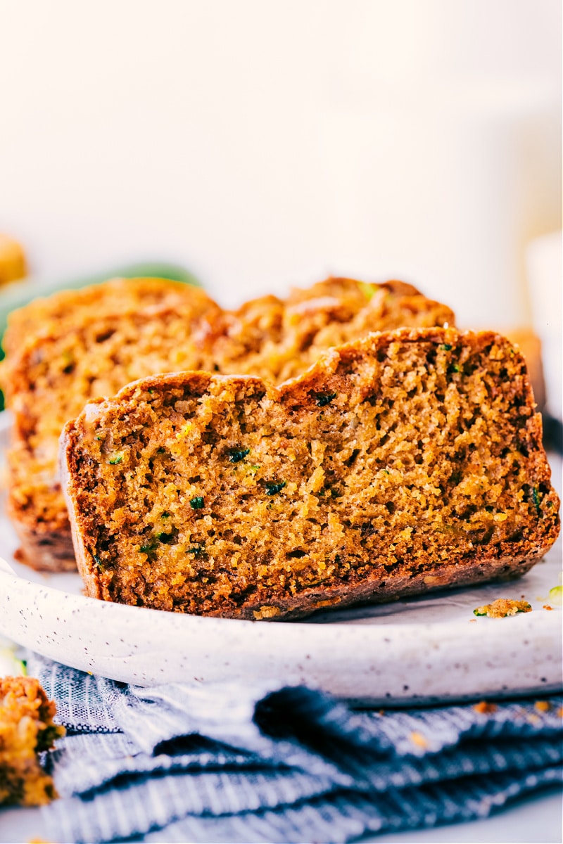 Process shots-- slices of Healthy Zucchini Bread