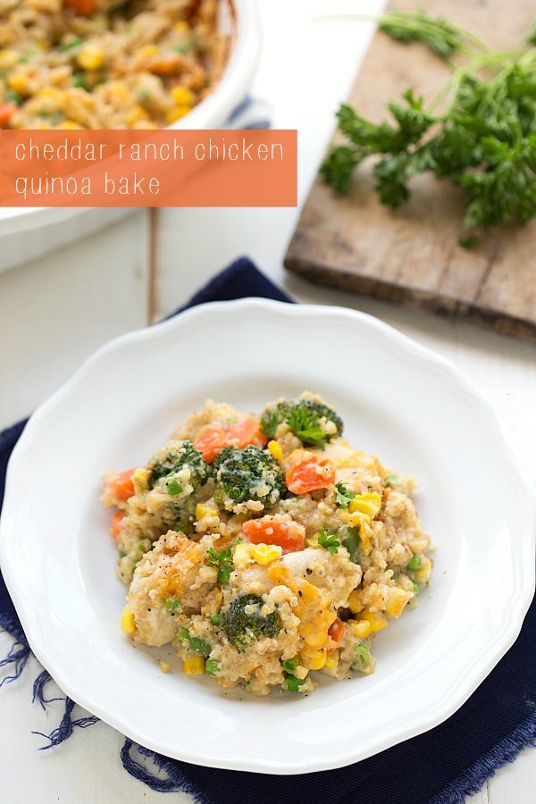 cheddar ranch chicken quinoa bake