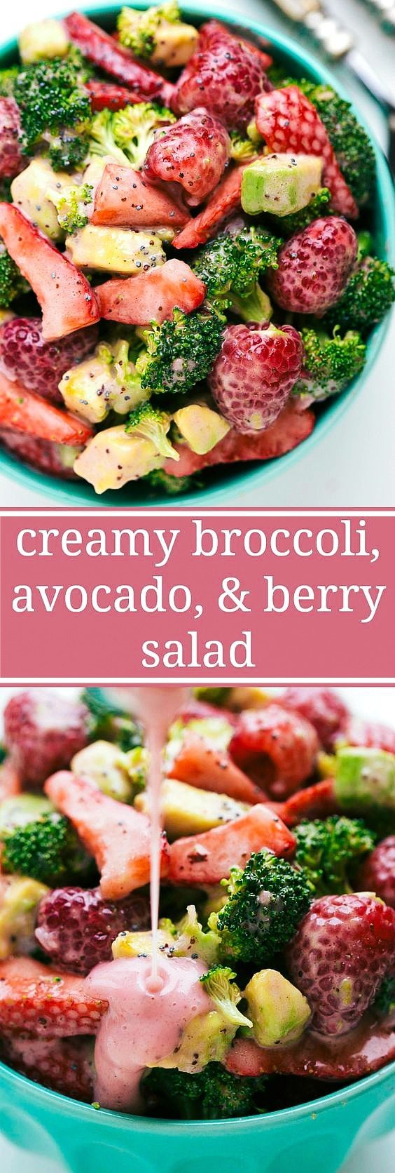 creamy broccoli, avocado, and berry salad