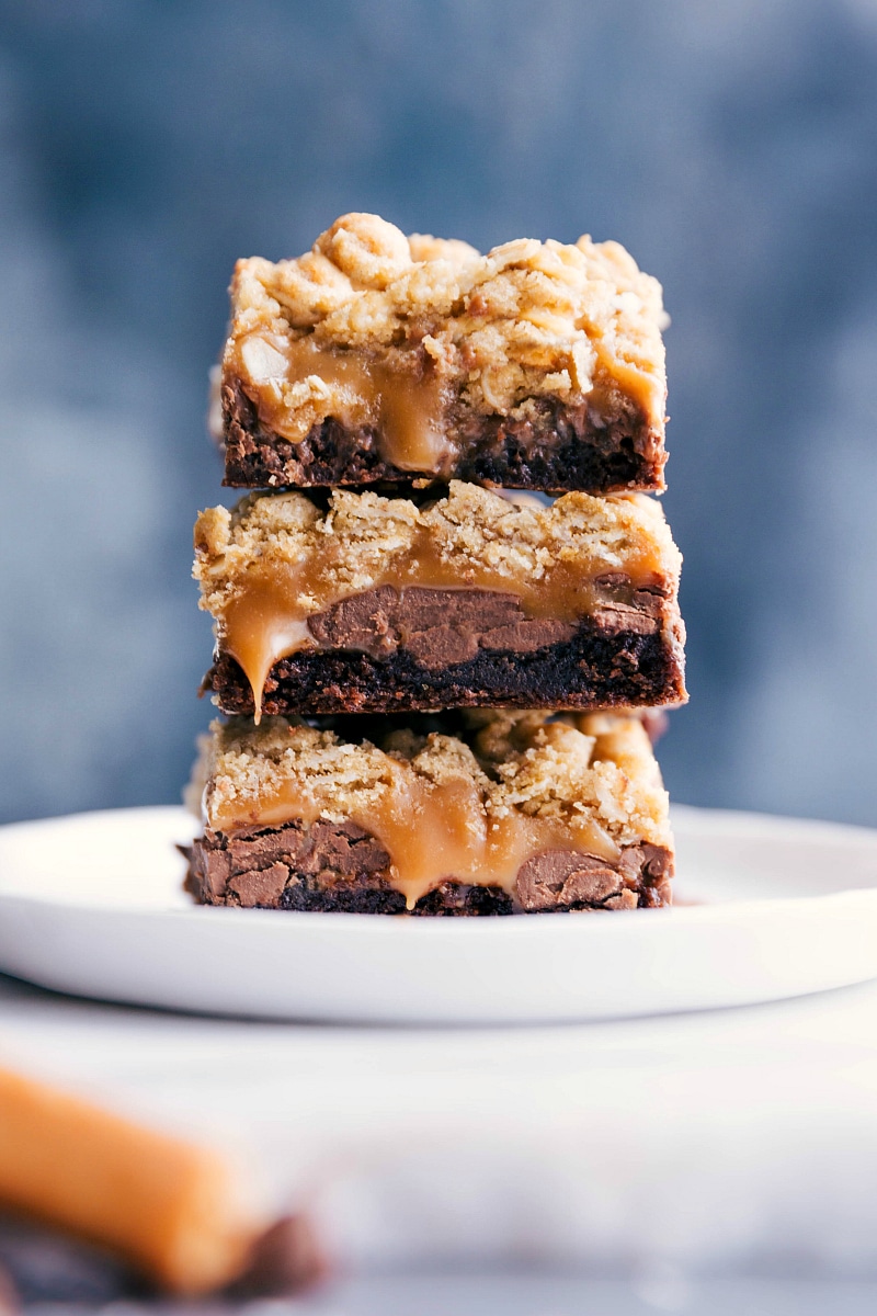 Up close image of the Brownie Cookie Bars ready to be eaten