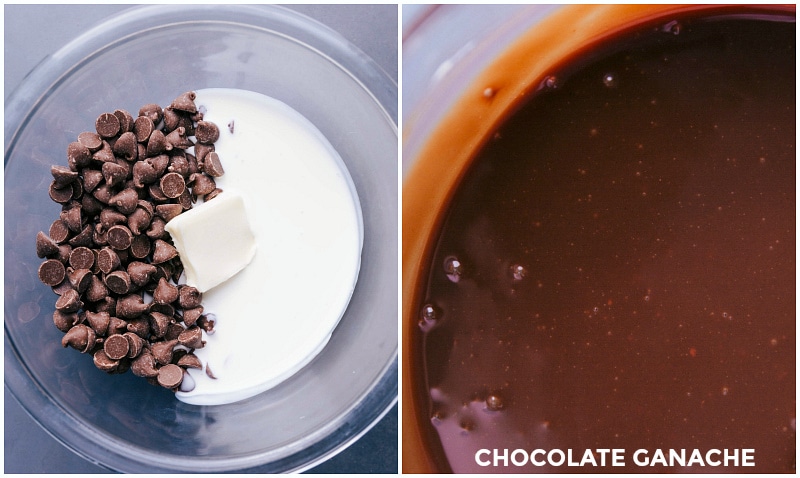 Ganache's transformation, depicted before and after melting.