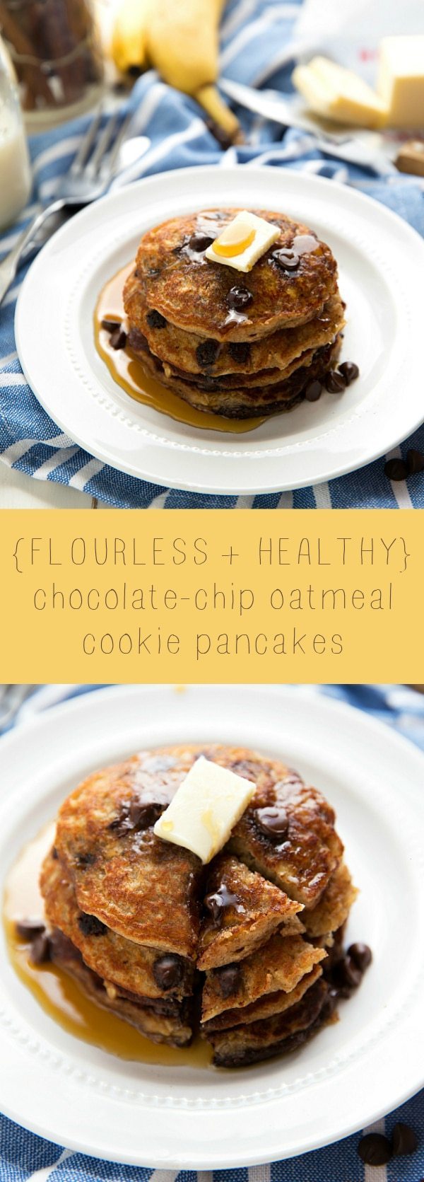 Made with Greek yogurt and a mashed banana PLUS oats, these healthy and flourless pancakes are good for you and great tasting!!