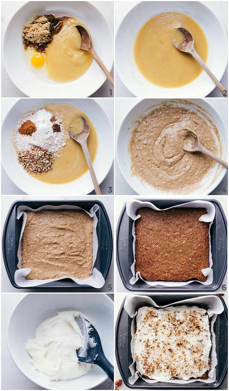 Process shot-- images of Applesauce Cake being made.