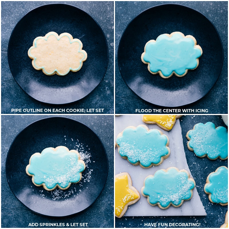 Process shots-- images of the cookies being iced