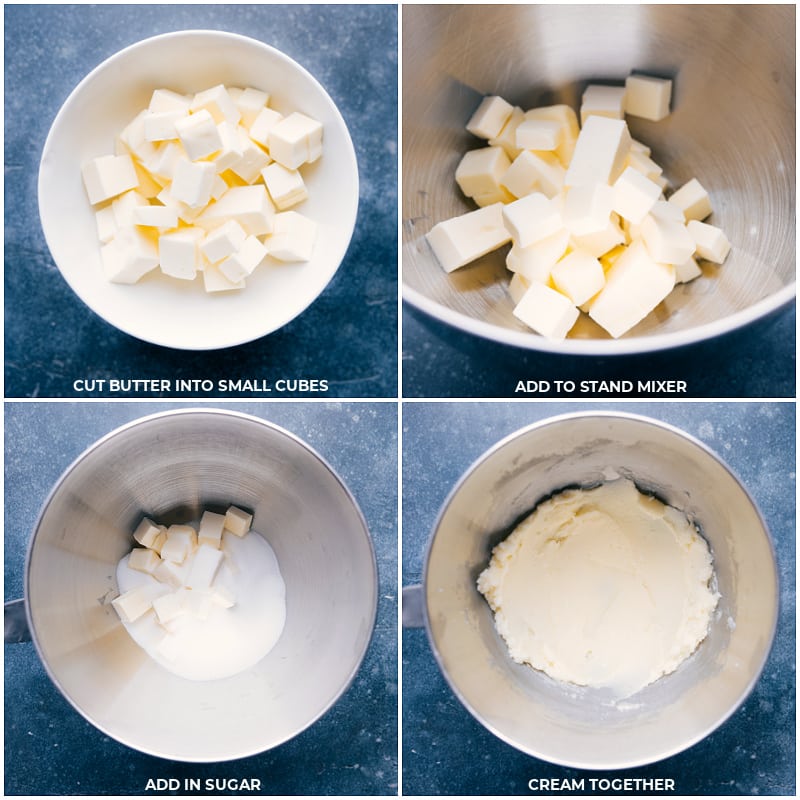 Process shots-- images of the butter and sugar being creamed together