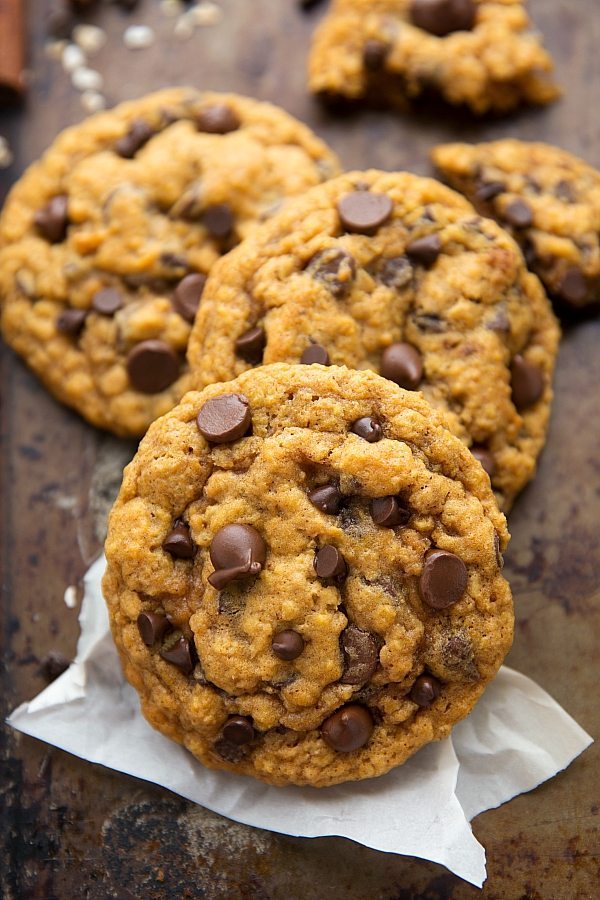 Delicious and Simple Non-Cakey Pumpkin Chocolate-Chip Cookies