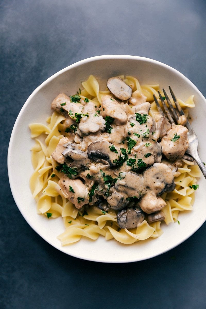 Overhead image of Chicken Stroganoff