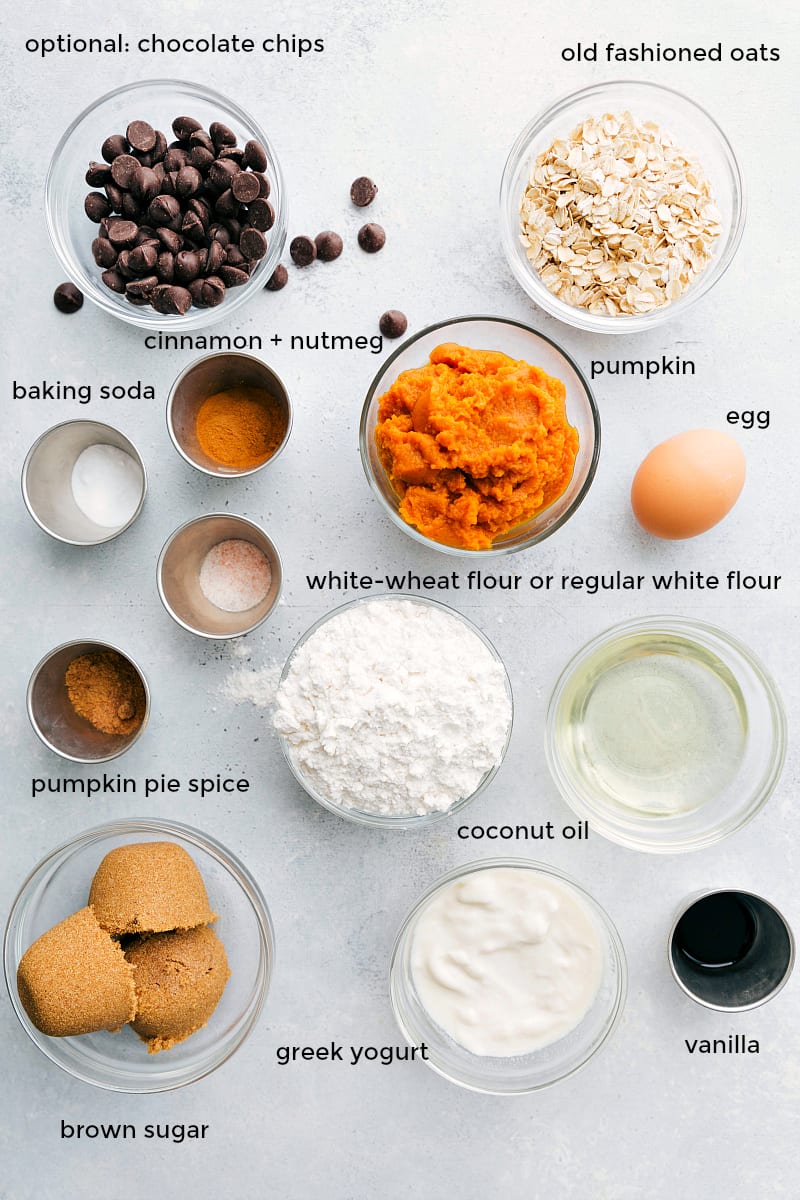 Ingredients laid out for making nutritious pumpkin bread.