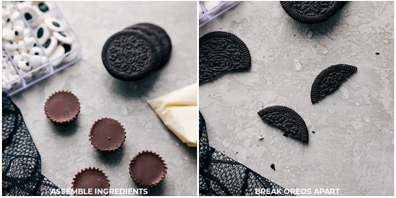 Process shots-- images of the Oreos being broken apart and the Reese's Miniatures being opened