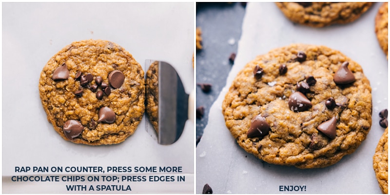 Process shots of Pumpkin Oatmeal Chocolate Chip Cookies-- images of the cookies being shaped