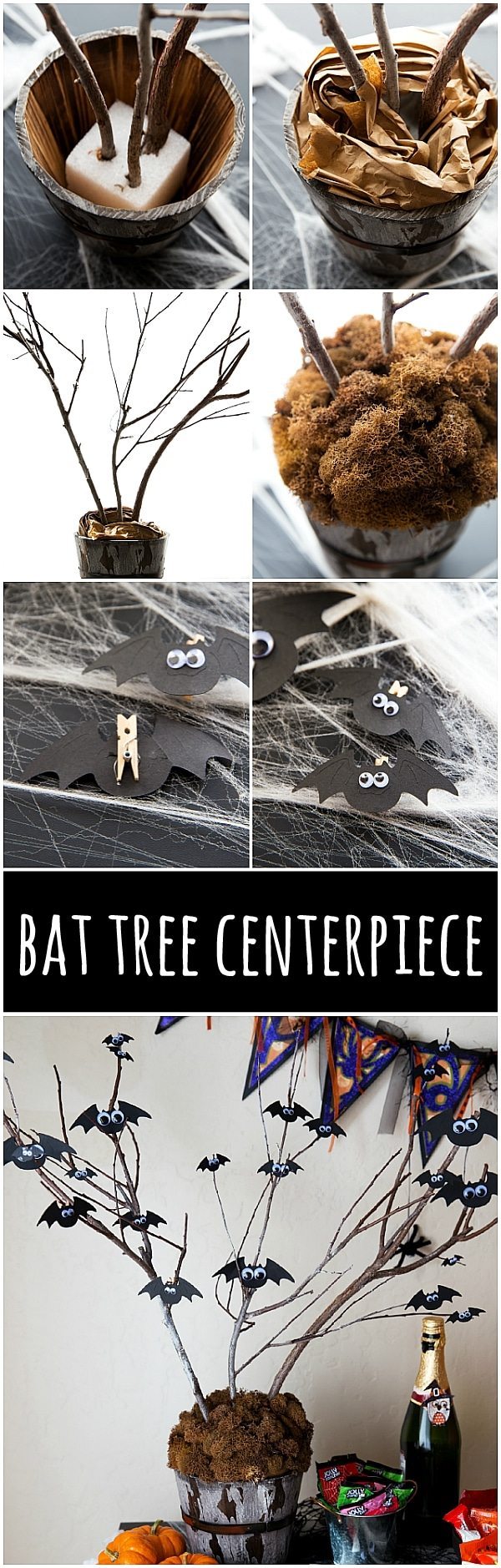 SIMPLE DIY BLACK BAT TREE CENTERPIECE