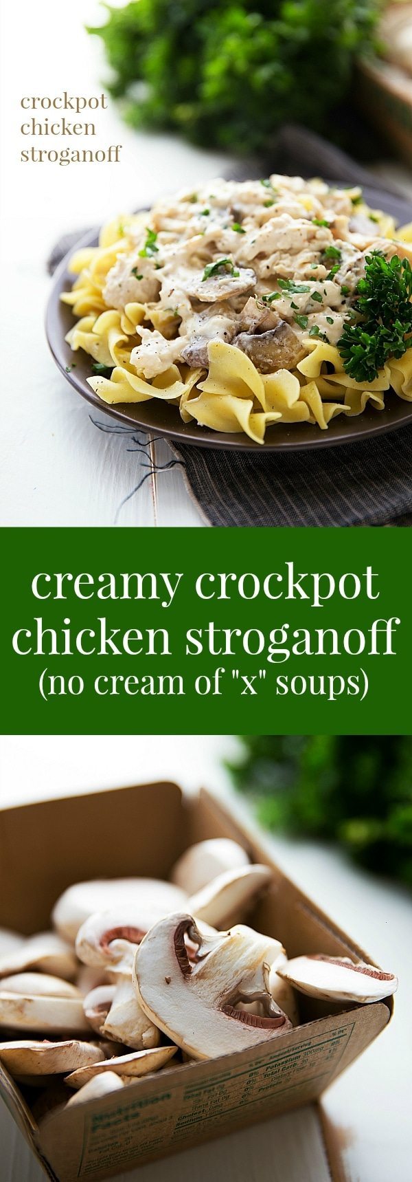 Simple Slow Cooker Chicken Stroganoff with NO cream of x soups!