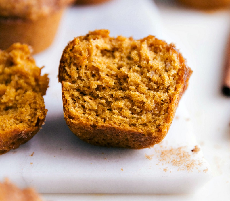 Image of the inside of one of the Pumpkin Muffins