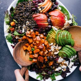 Roasted Sweet Potato Salad plated and ready to be enjoyed.