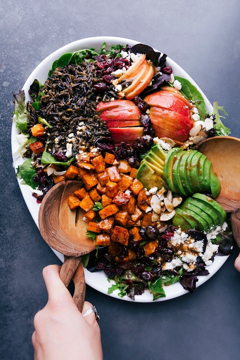 Overhead view of Roasted Sweet Potato Salad.