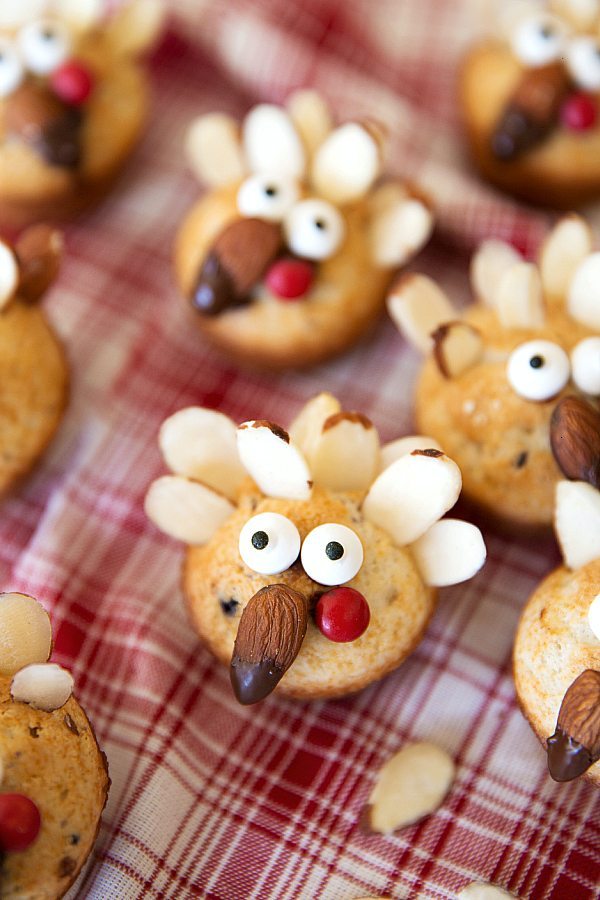 Cute and healthy Thanksgiving treat - a snack-sized mini muffin decorated like a turkey!