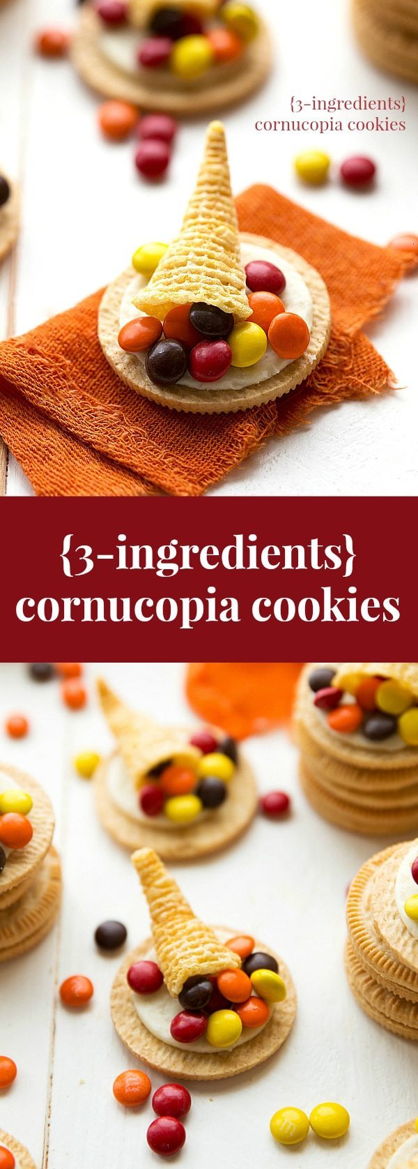 The easiest Thanksgiving treat -- three ingredient cornucopia cookies!