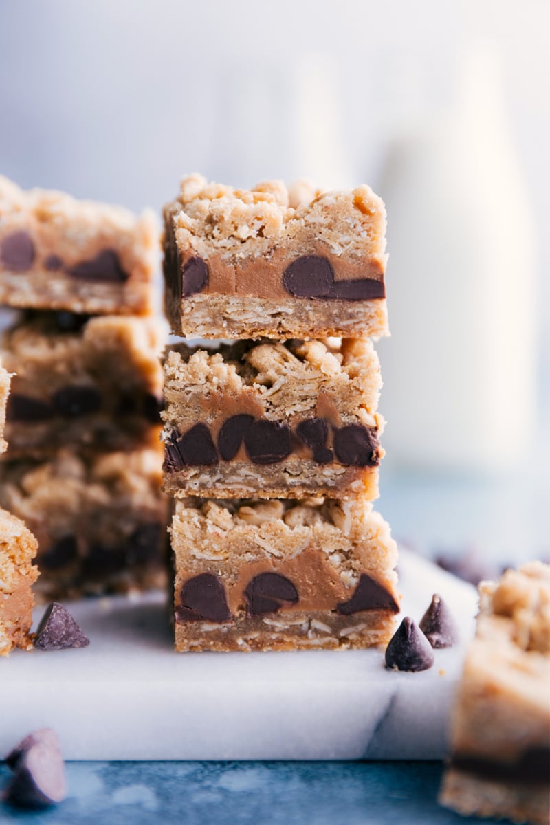 Cookie Butter Bars stacked on top of each other.