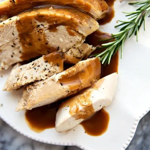The most tender and deliciously seasoned crockpot turkey breast. Perfect for smaller get togethers or to have turkey ready for lunches and salads
