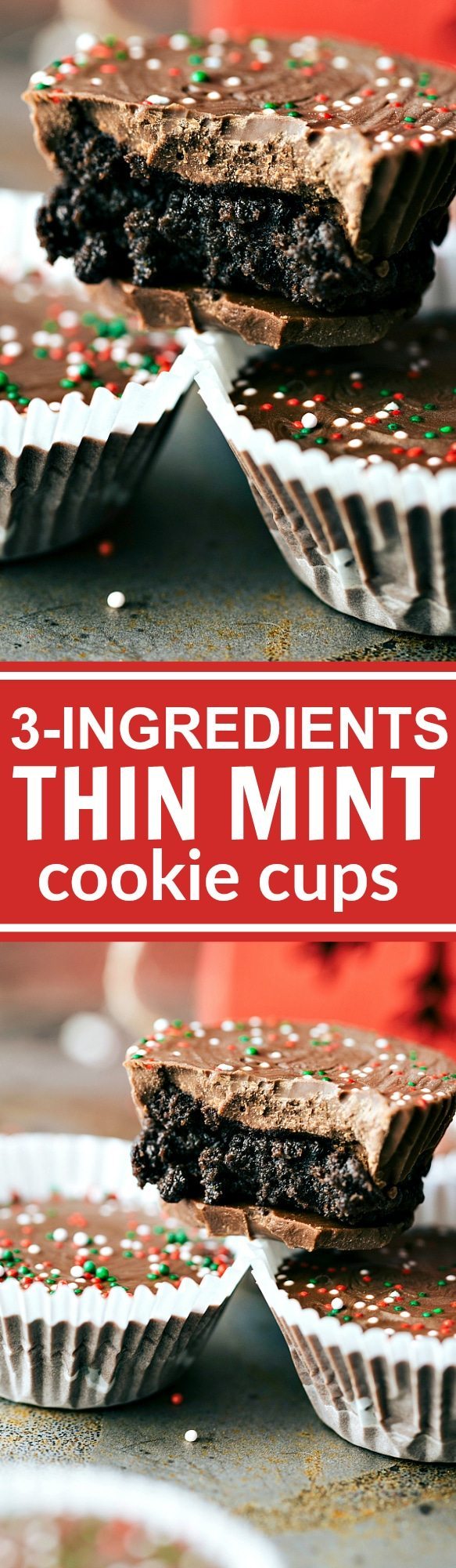 THREE INGREDIENT easy, no-bake Chocolate THIN MINT cups via chelseasmessyapron.com