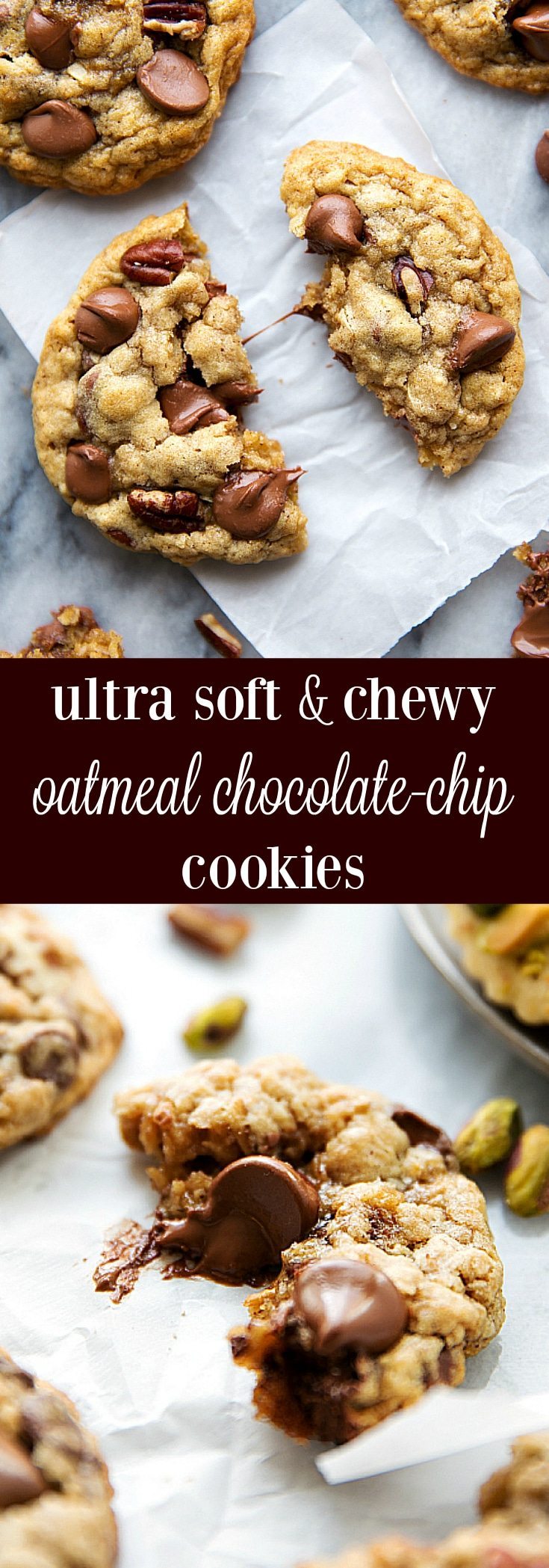 A few secret ingredients make for the softest and chewiest oatmeal chocolate-chip cookies with pecans