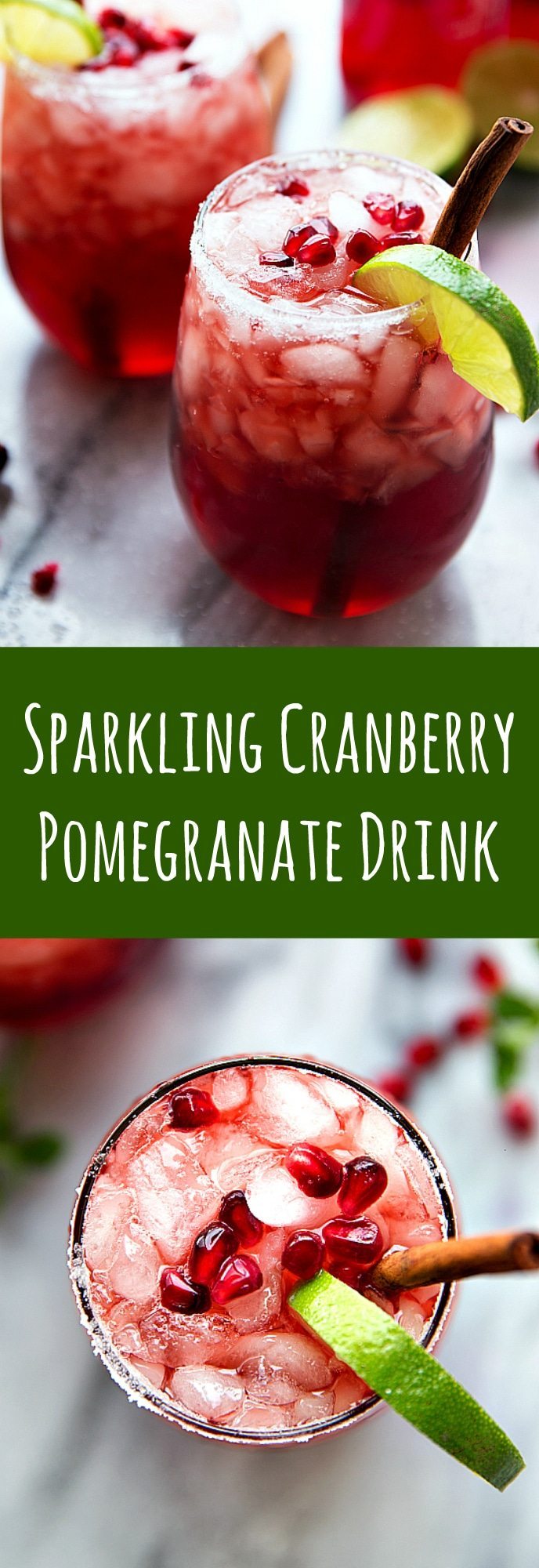 A non-alcoholic sparkling cranberry lime & pomegranate beverage -- perfect for holiday entertaining!