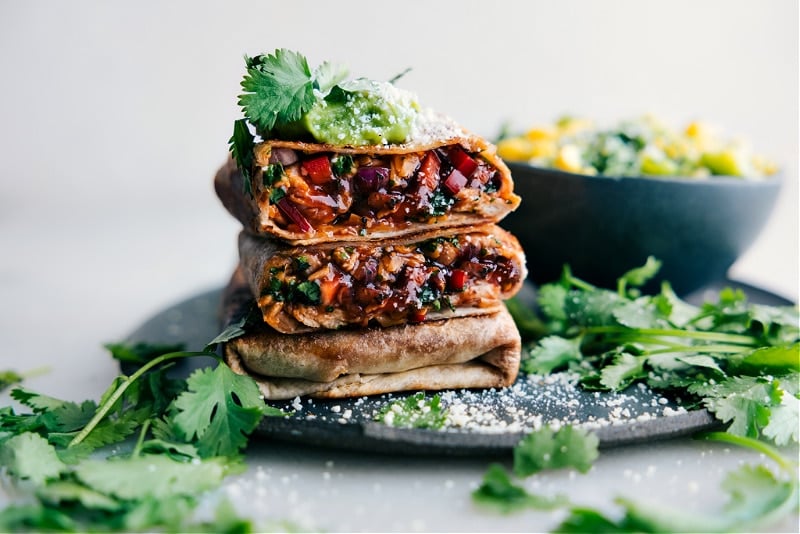 Image of the BBQ Chicken Wraps stacked on top of each other