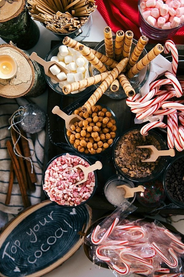 Overhead photo of an assembled Hot Chocolate Bar