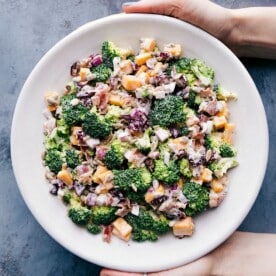 Broccoli Salad in a bowl, showcasing its fresh and vibrant appeal.