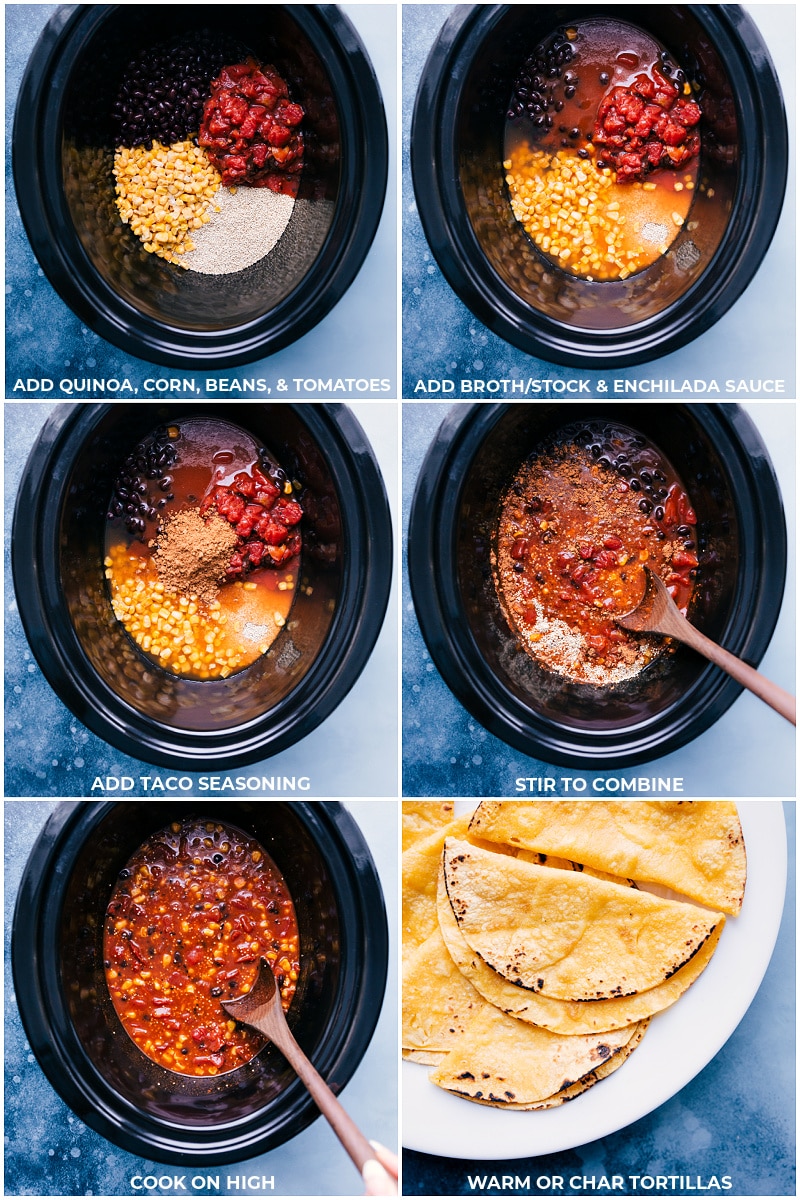 Process shots-- images of all the ingredients being added to the slow cooker.