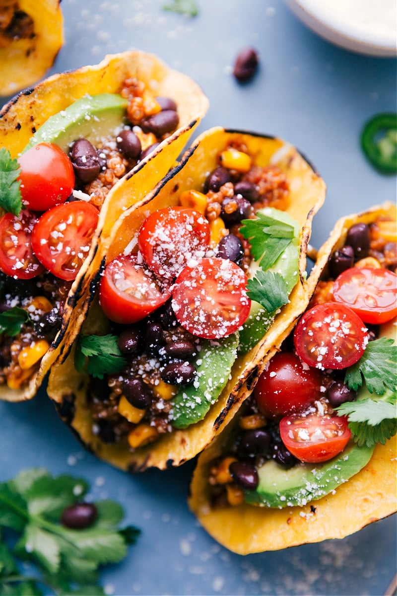 Up-close overhead image of Quinoa Tacos