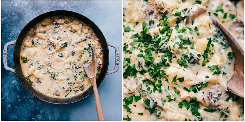 Process shots--Finishing the Chicken Gnocchi Pasta