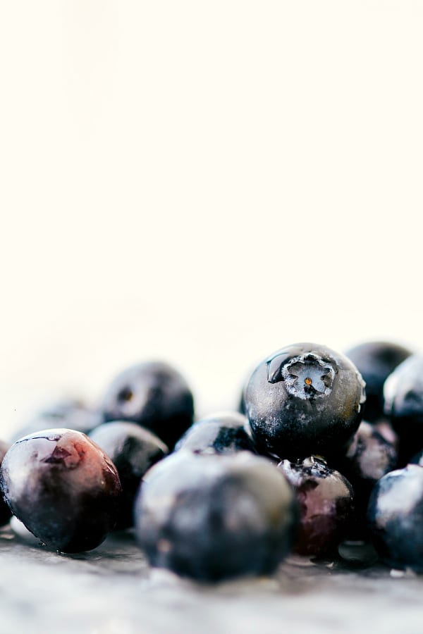 Up-close photo of fresh blueberries.