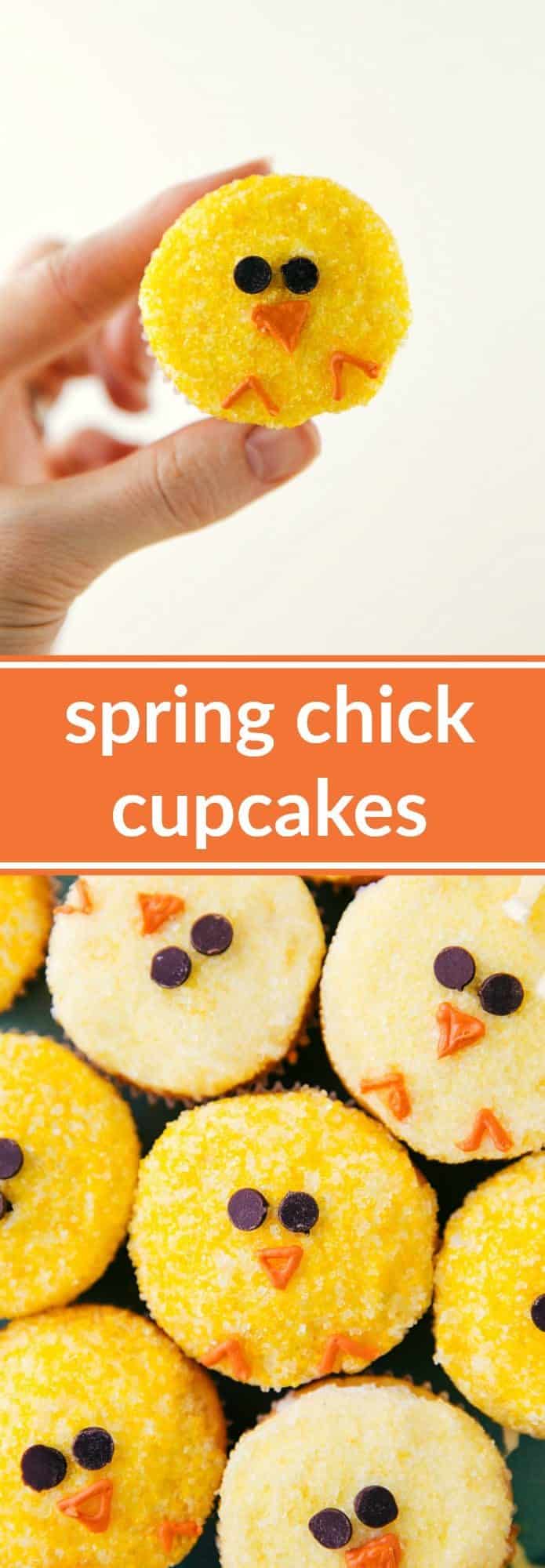 the easiest spring chick cupcakes