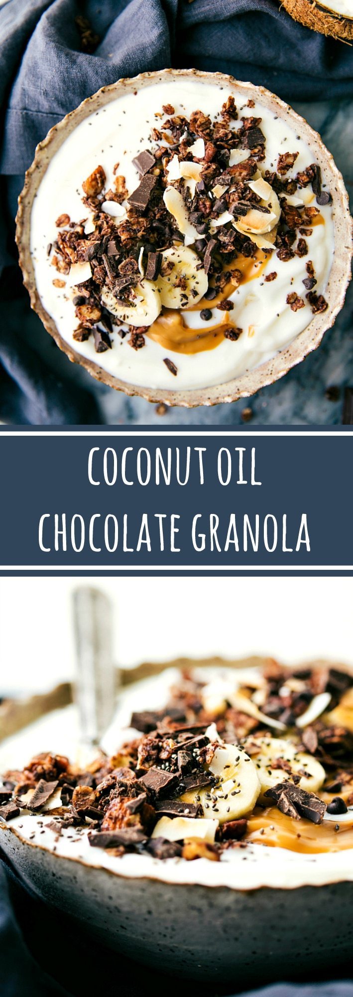 creamy coconut yogurt bowl with chocolate granola