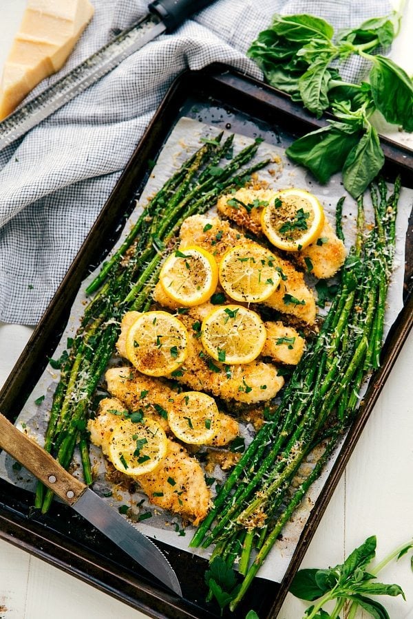 The best ONE PAN lemon garlic parmesan chicken and asparagus