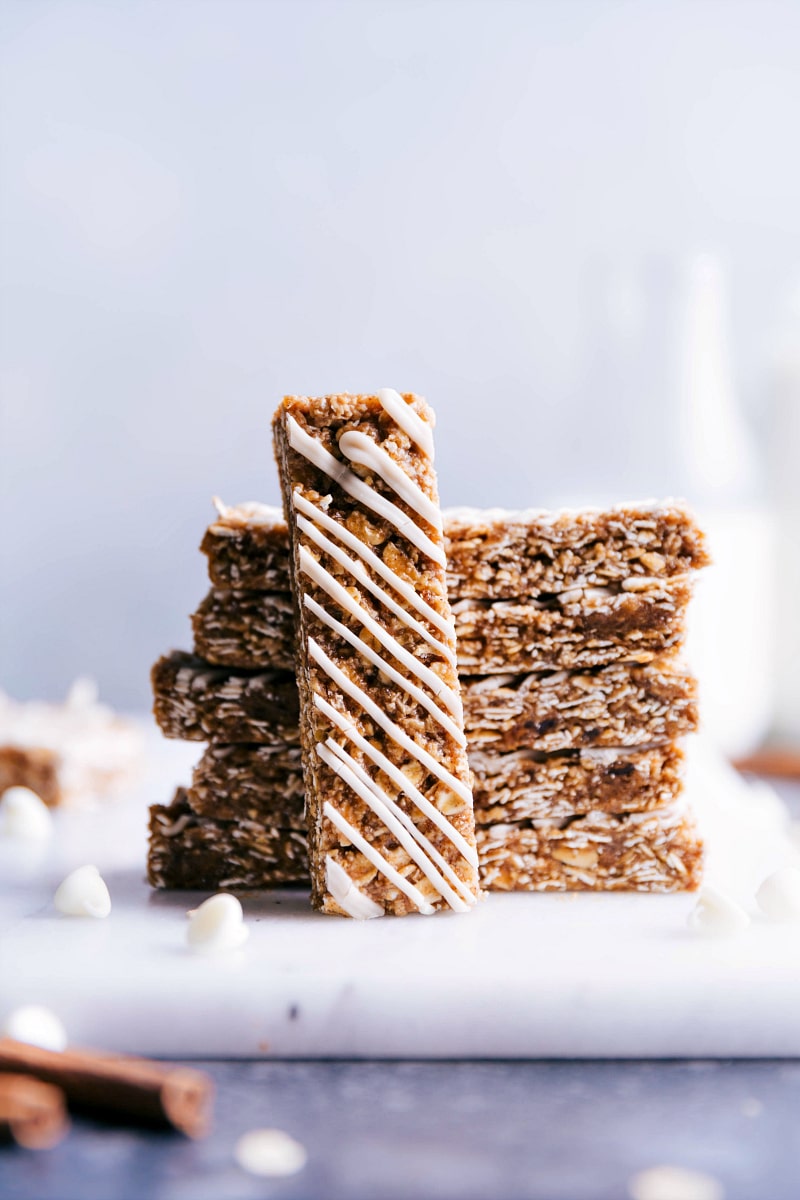 Oatmeal Granola Bars showing the glazed top