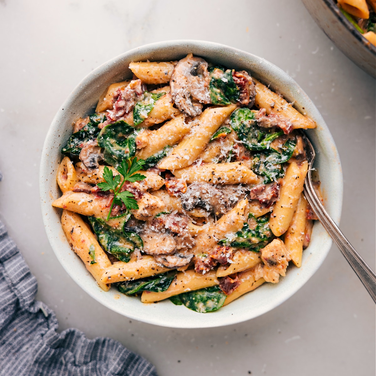 A bowl of delicious Chicken Penne Pasta, perfectly cooked and served warm.