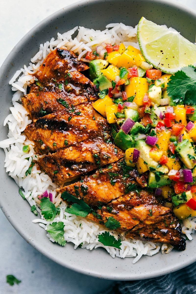 Up close of grilled cilantro lime chicken