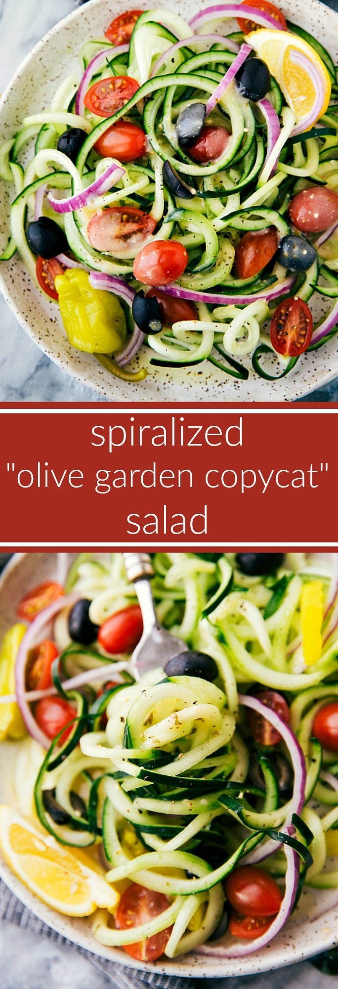 spiralized cucumber salad with olive garden dressing copycat (video)